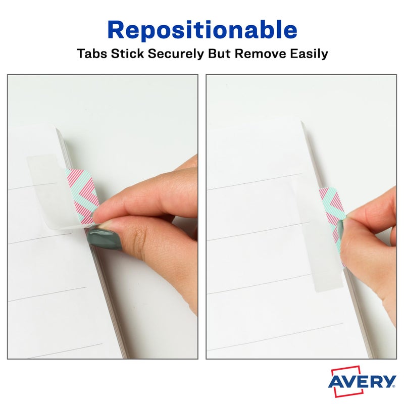 Avery Margin Ultra Tabs, 2.5" x 1", Assorted Color Geometric Designs, 24 Repositionable Page Tabs (74897) - Image 3